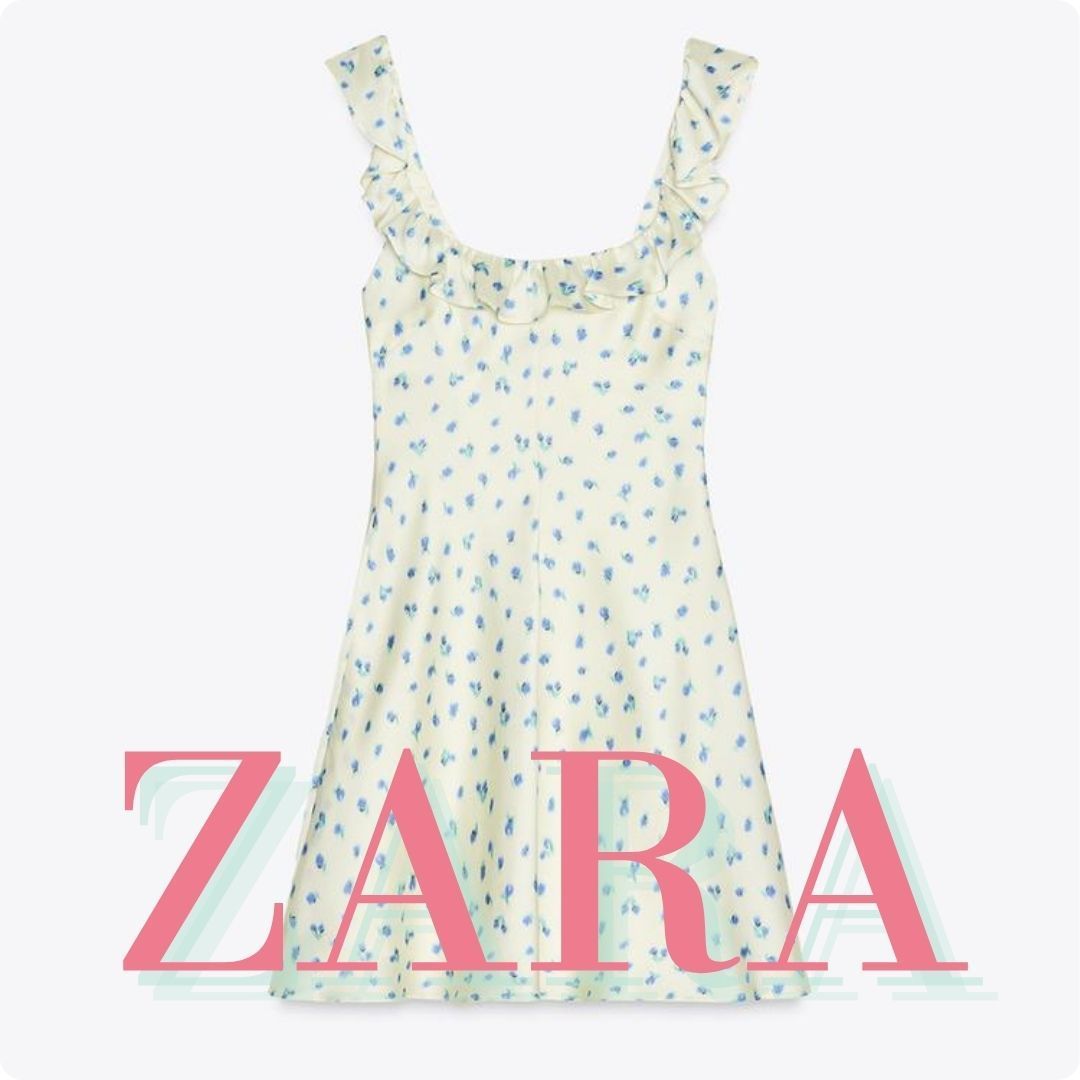 ZARA プリント柄サテンワンピース 2940/067