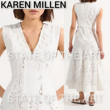 【Karen Millen】カットワーク ブロイダリー ティアードドレス