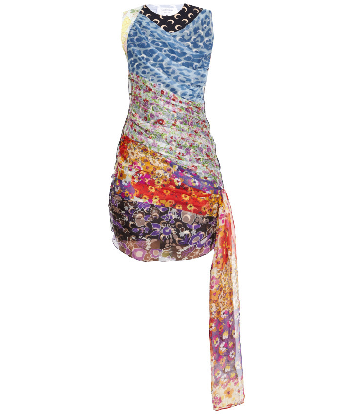 【MARINE SERRE】Regenerated Scarves dress ミニ丈ドレス
