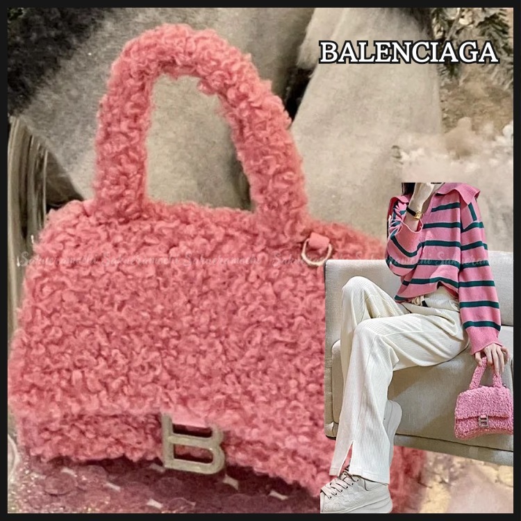 【BALENCIAGA】アワーグラス small ハンドbag ストラップ pink