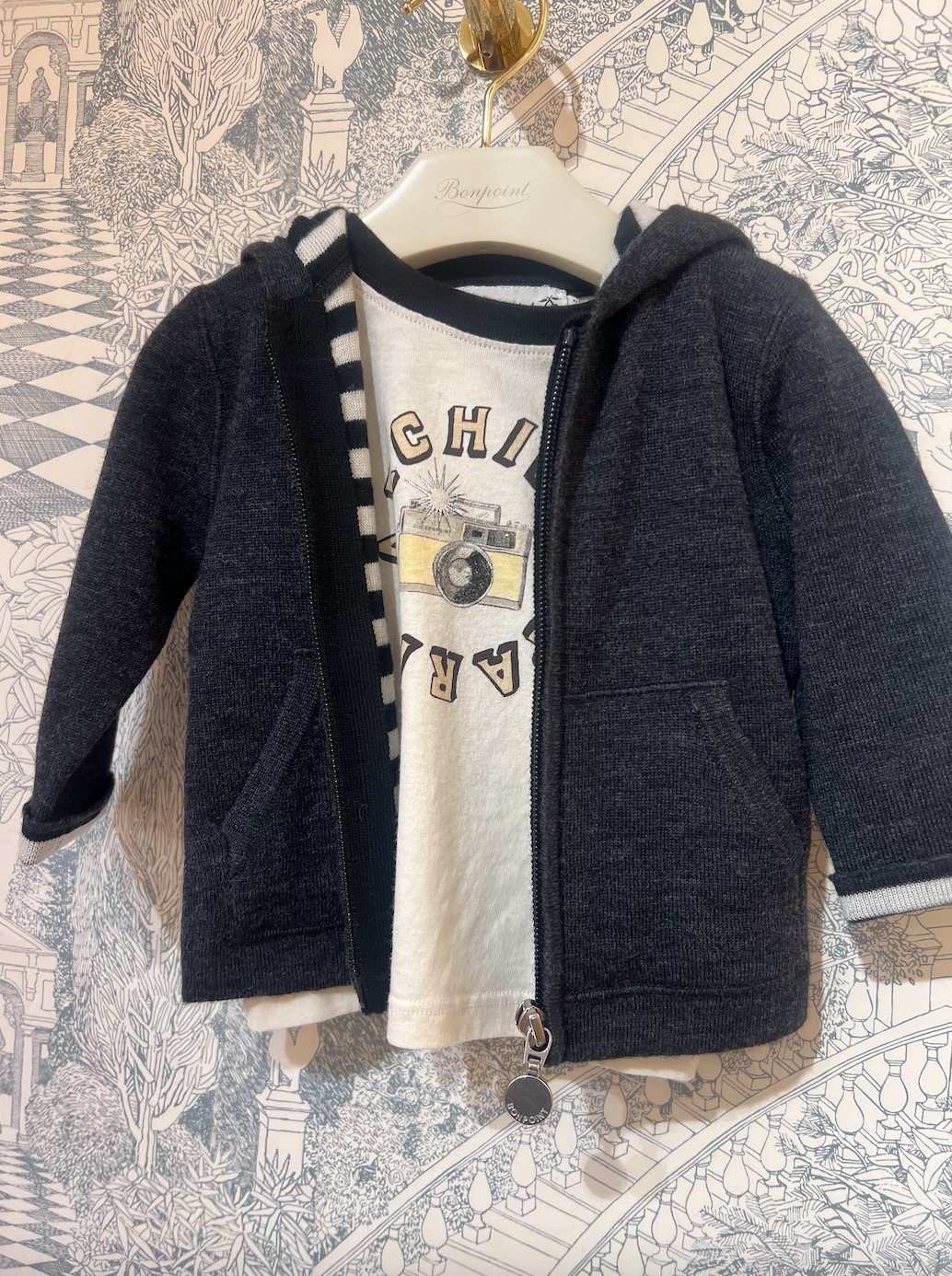 P05【Bonpoint】Alexandros ウールカーディガン 24~36M (#295A)