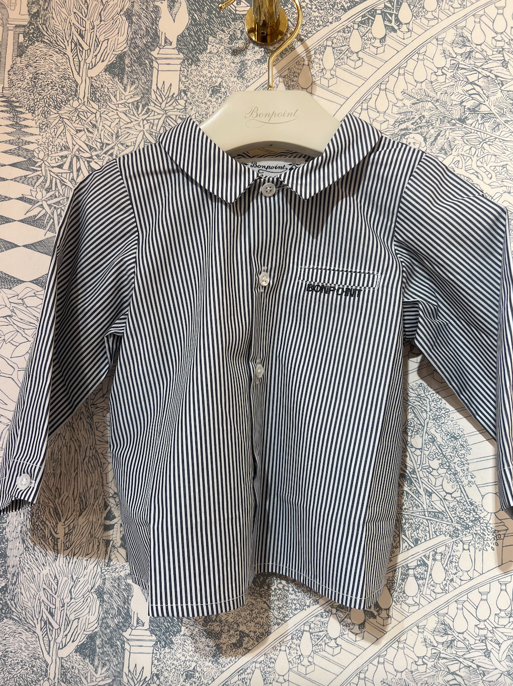 P05【Bonpoint】Boubou 刺繍入りコットンシャツ 24~36M (#299A)