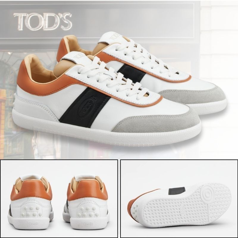【直営店保証付き】TOD'S タブス White/Orange レザースニーカー