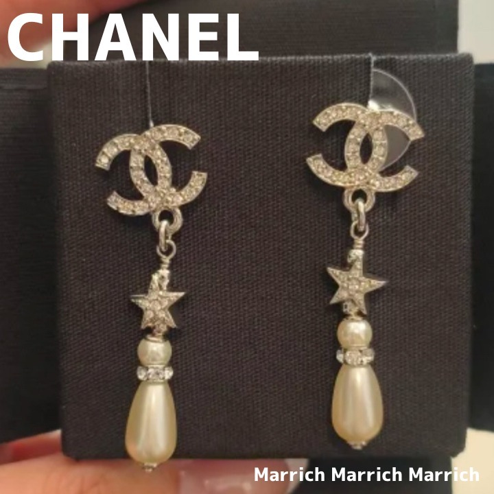 CHANEL《スター☆パールが揺れて可愛い》シャネル ピアス ロゴ