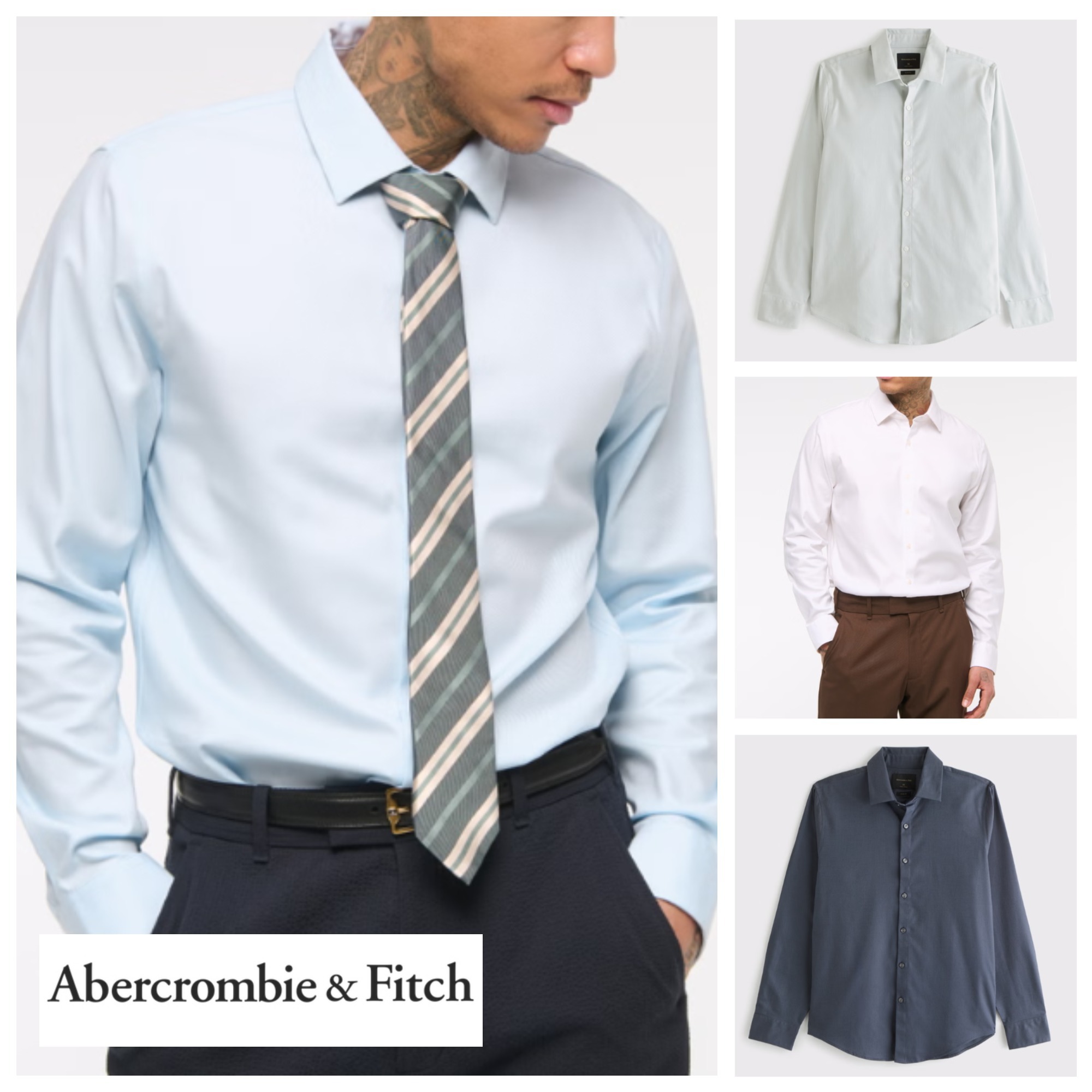 ★Abercrombie & Fitch★A&Fコリンズのストレッチスーツシャツ