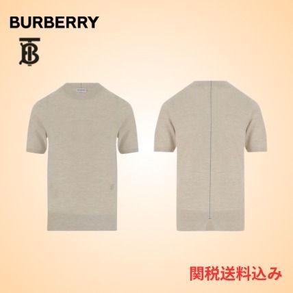 【BURBERRY】ウールニットTシャツ/関税送料込み 関税込 BURBERRY チェック ウールモヘアブレンド セーター