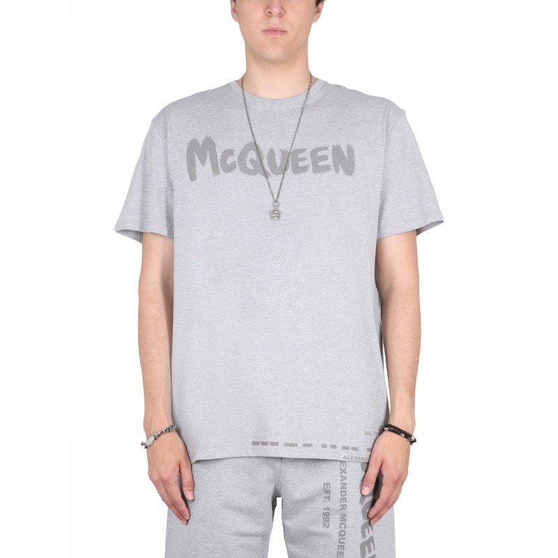 Tシャツ・カットソー alexander mcqueen GRAFFITI PRINT T-SHIRT (622104 QVZ570922)