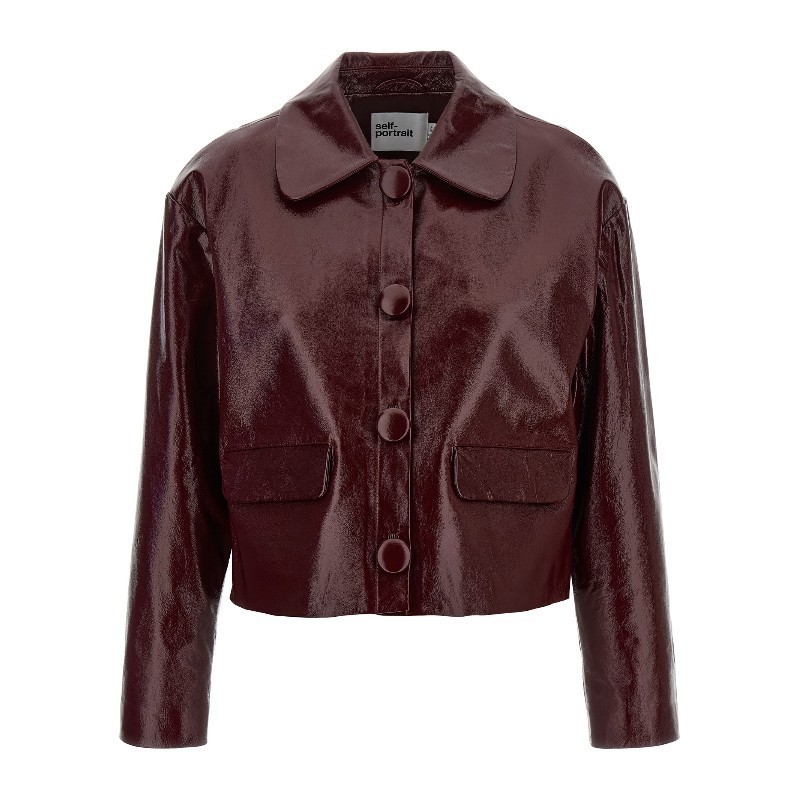 ジャケット SELF PORTRAIT Craque leather jacket (PF25091JBU BURGUNDY)