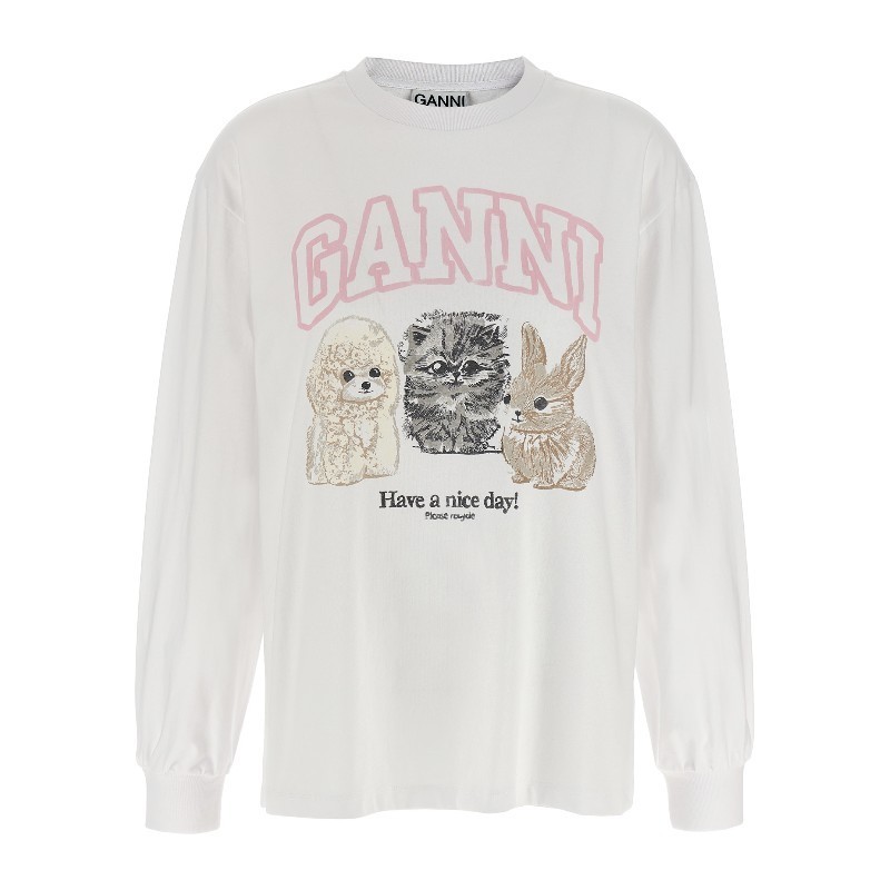 Tシャツ・カットソー Ganni FW25 'Animal Print' T-shirt (T4275 151)