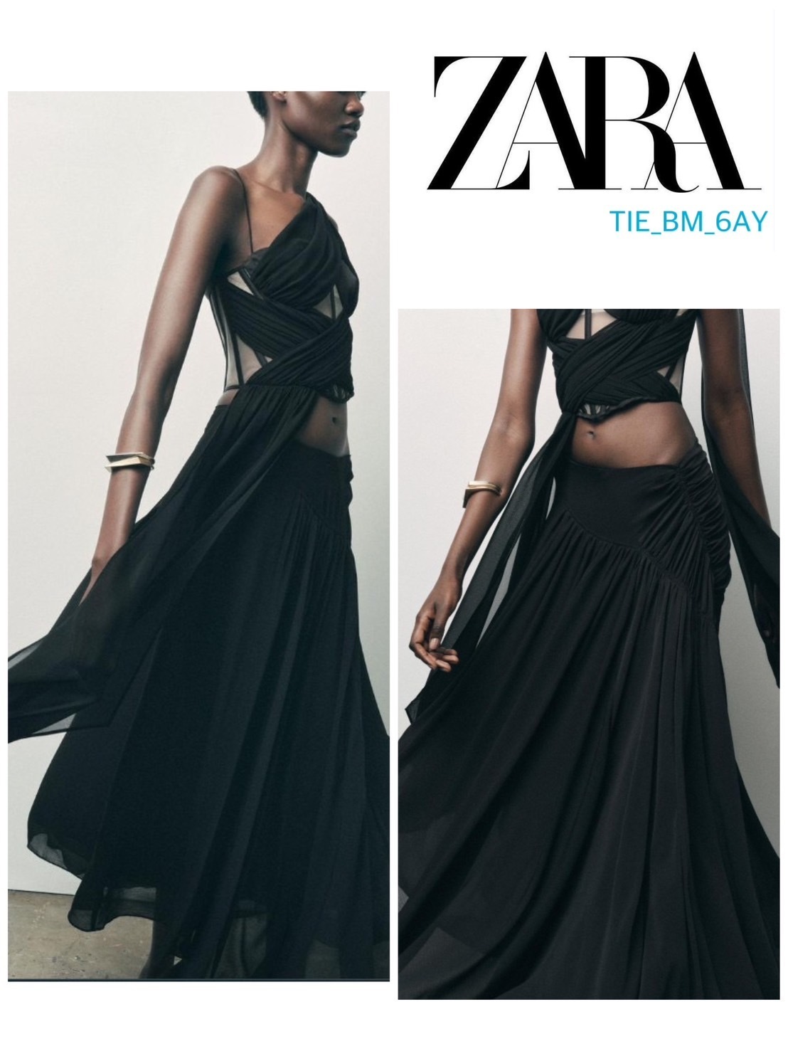 スペイン発送 ZARA ドレープジョーゼットミディスカート 最新作