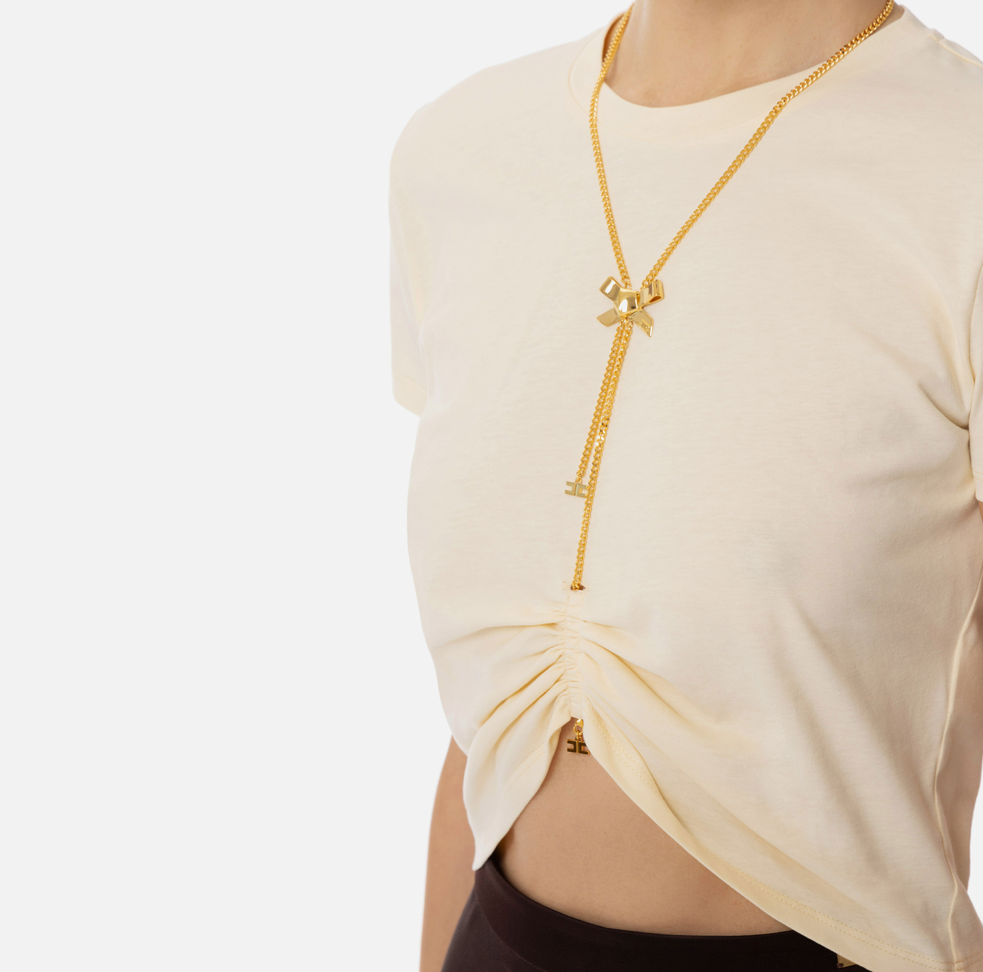《洗練された個性》【Elisabetta Franchi】ネックレス付 Tシャツ