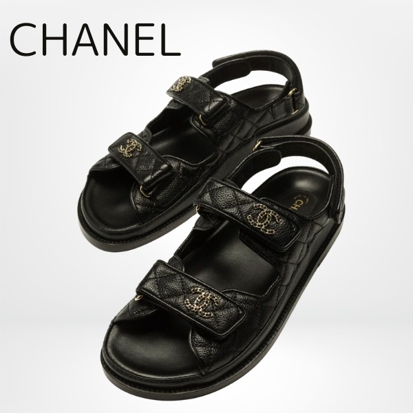 CHANELシャネル★サンダル  グレインド カーフスキン ブラック