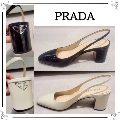 【PRADA】国内発送 ストラップ パンプス トライアングルロゴ