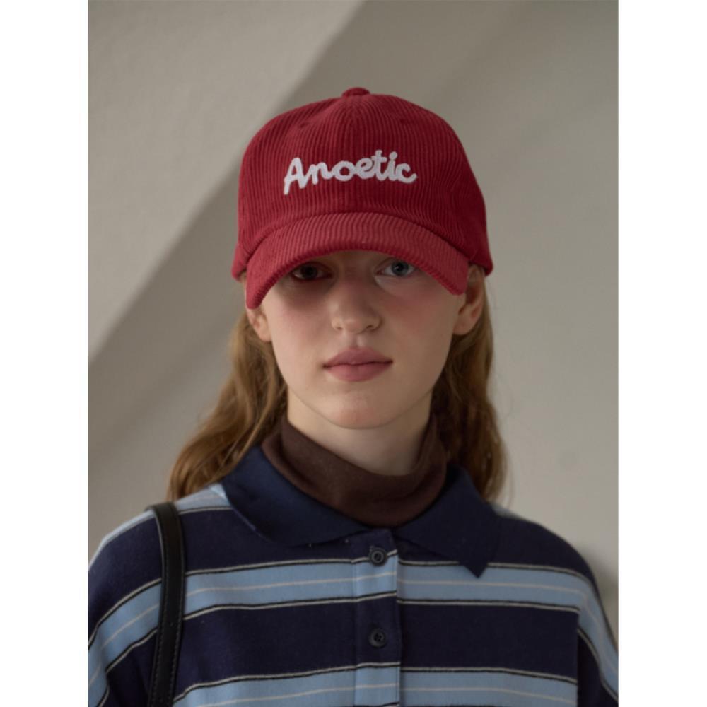 ●ANOETIC● CORDUROY LETTERING BALL CAP_RED