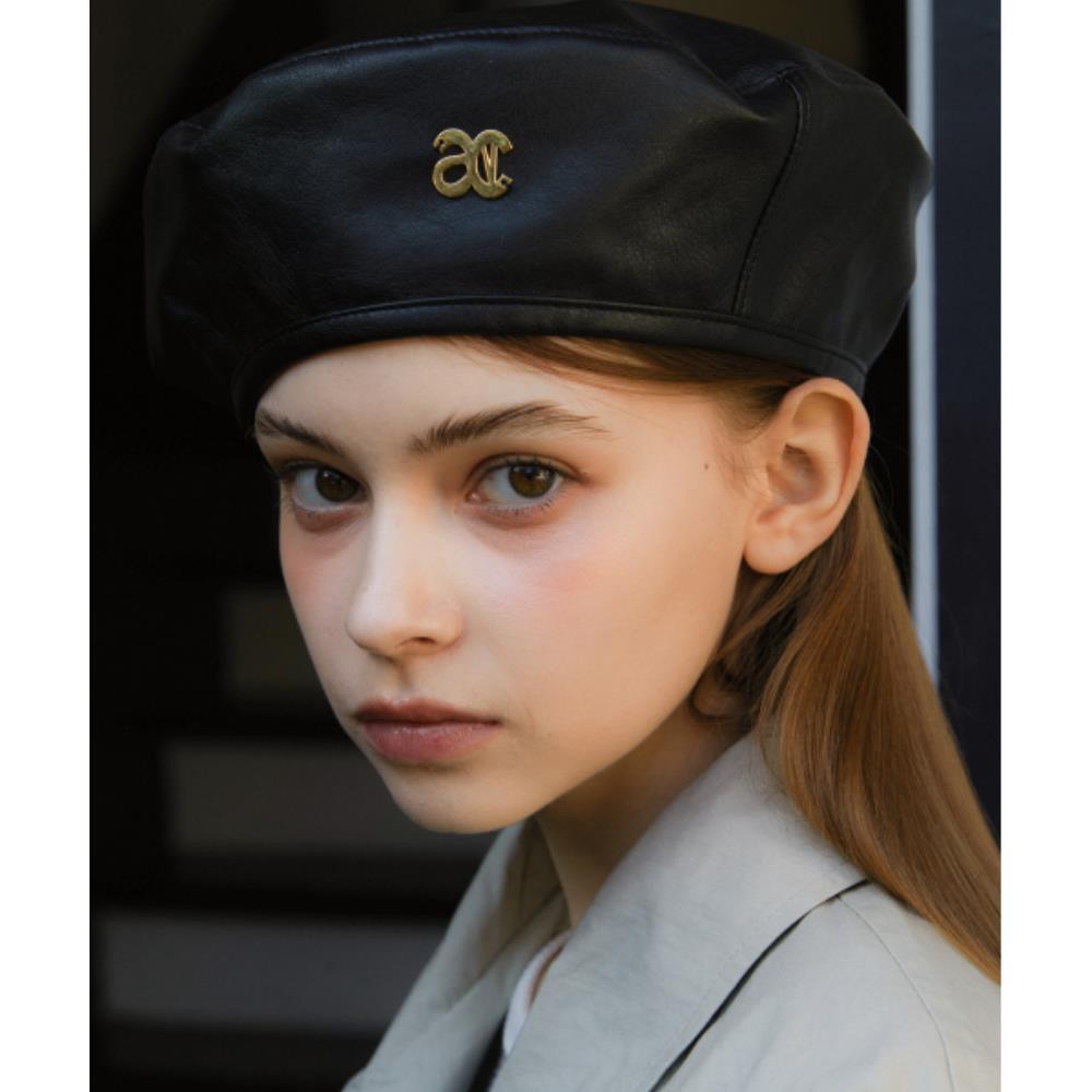 ●ANOETIC● ANC LOGO LEATHER BERET