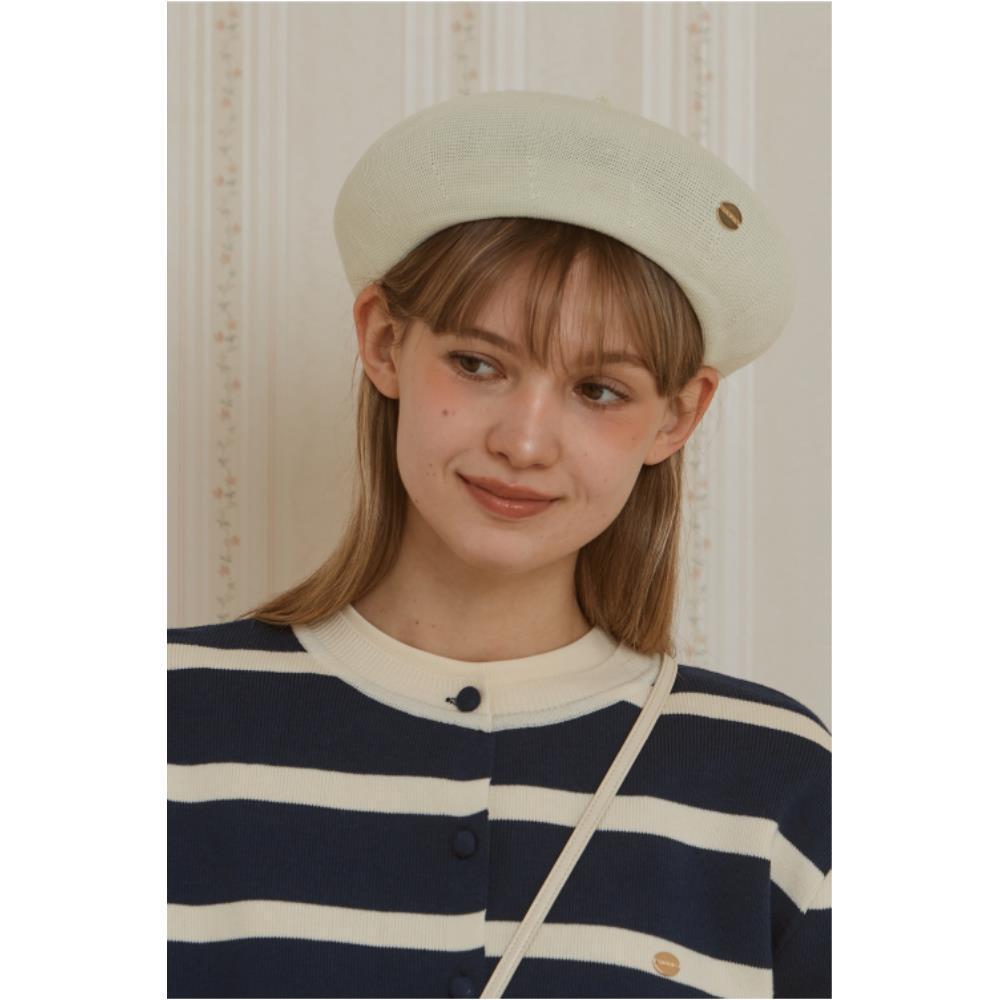 ●ANOETIC● GOLD LOGO BASIC BERET_IVORY