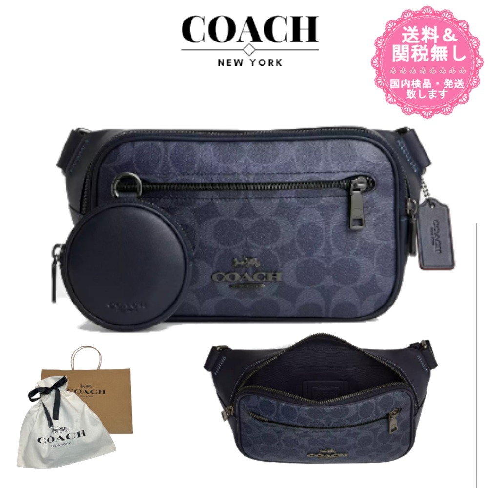 【国内即発】カッコいい！COACH★デニム エリアス ベルト バッグ