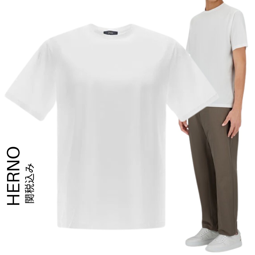 送料関税込み HERNO コットン ストレッチ Tシャツ ホワイト