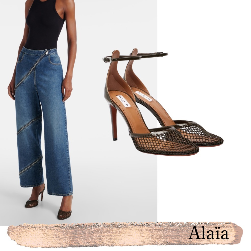 ALAIA☆関税込☆90mmヒール メッシュ パテントレザー パンプス