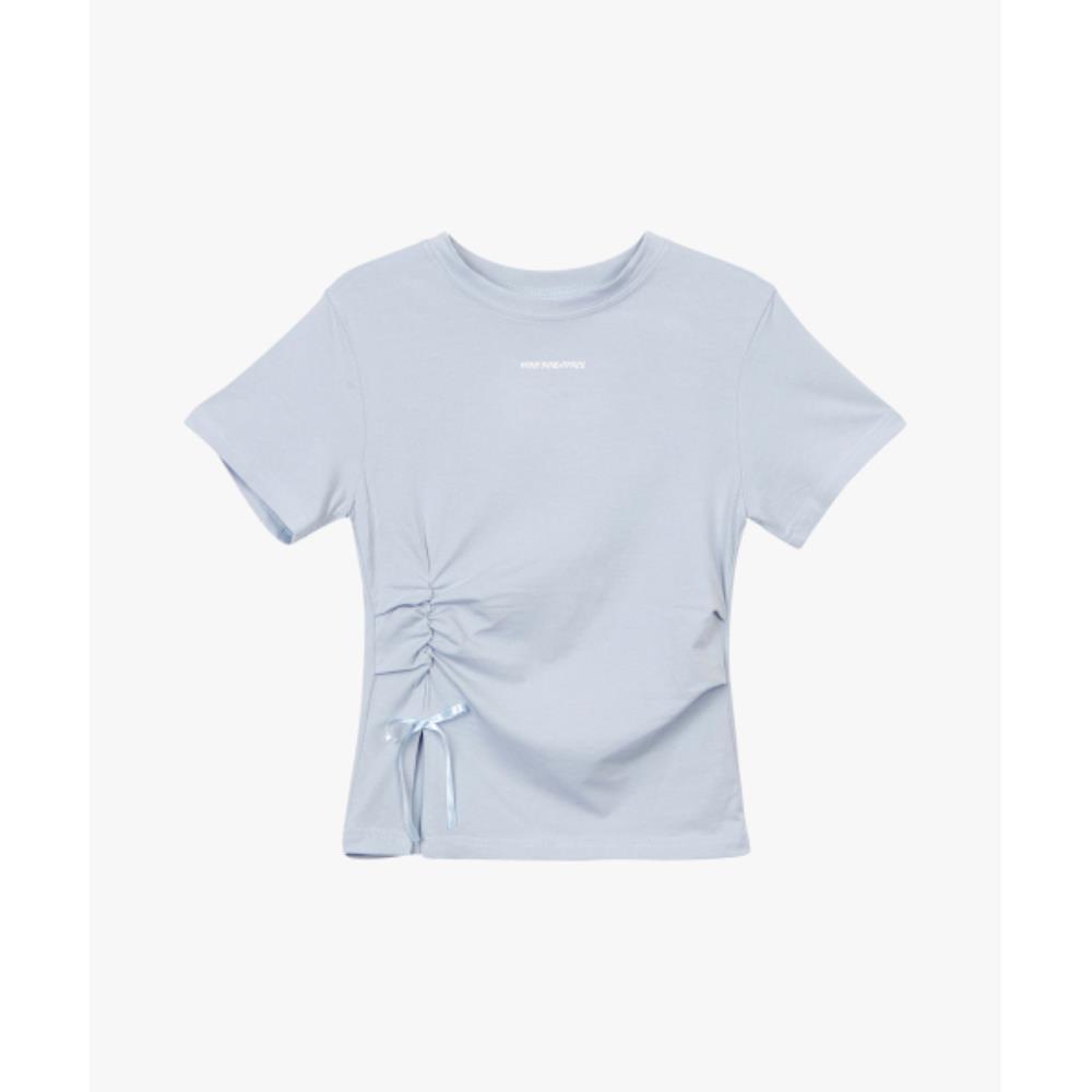 ●PINK PINEAPPLE● MORI LINE SLIT FLOW TSHIRTSKY BLUE m1037_
