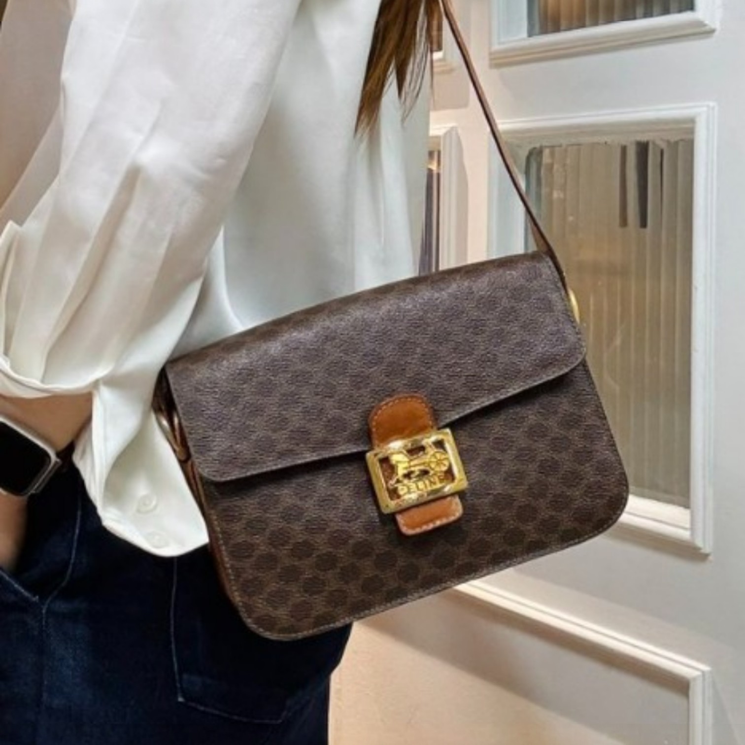 【CELINE】セリーヌ★ Buckle Bag★マカダムバッグ【ランク：A】