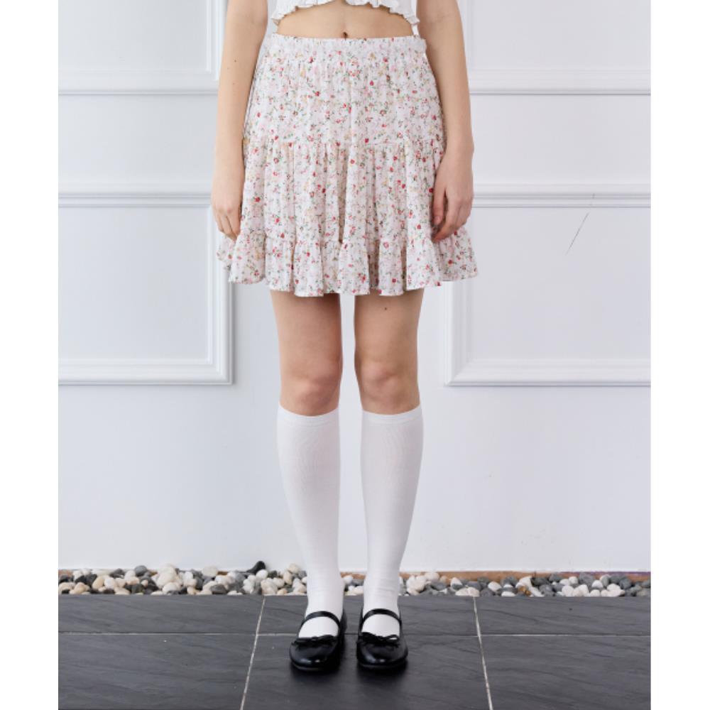 ●PINK PINEAPPLE● BLOOMING CHIFFON SKIRTIVORY m1037_1474275