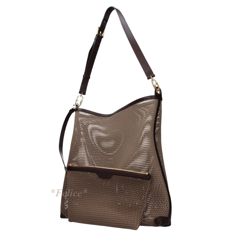 TOM FORD レザートリム メッシュ ショルダーバッグ