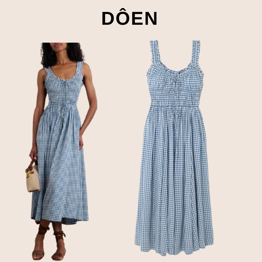 DOEN ミディ丈ワンピース チェック柄【関税なし】