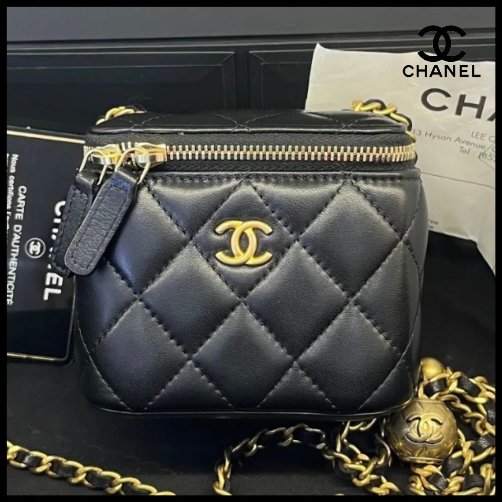 【小ぶりで可愛い♪】CHANEL バニティバッグ ブラック ブラウン
