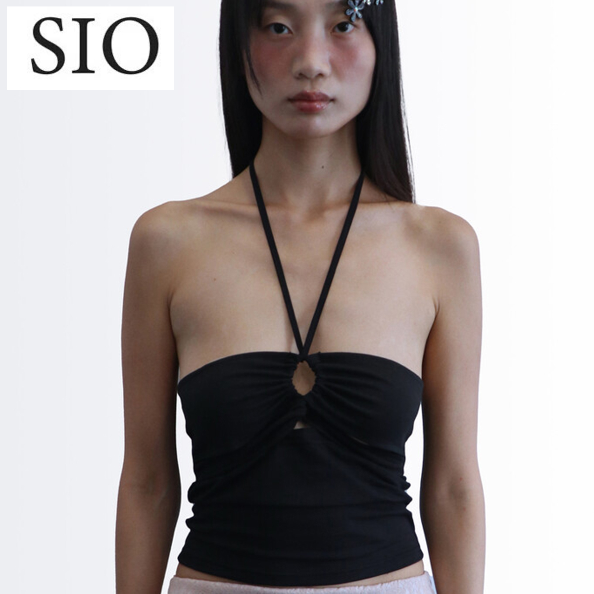 ★SIO★STRING HALTER TOP [BLACK]★正規品/韓国送料込