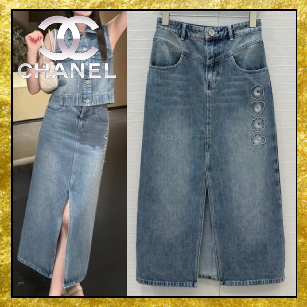 【COCOロゴが可愛い♡】CHANEL ココビーチ デニムスカート