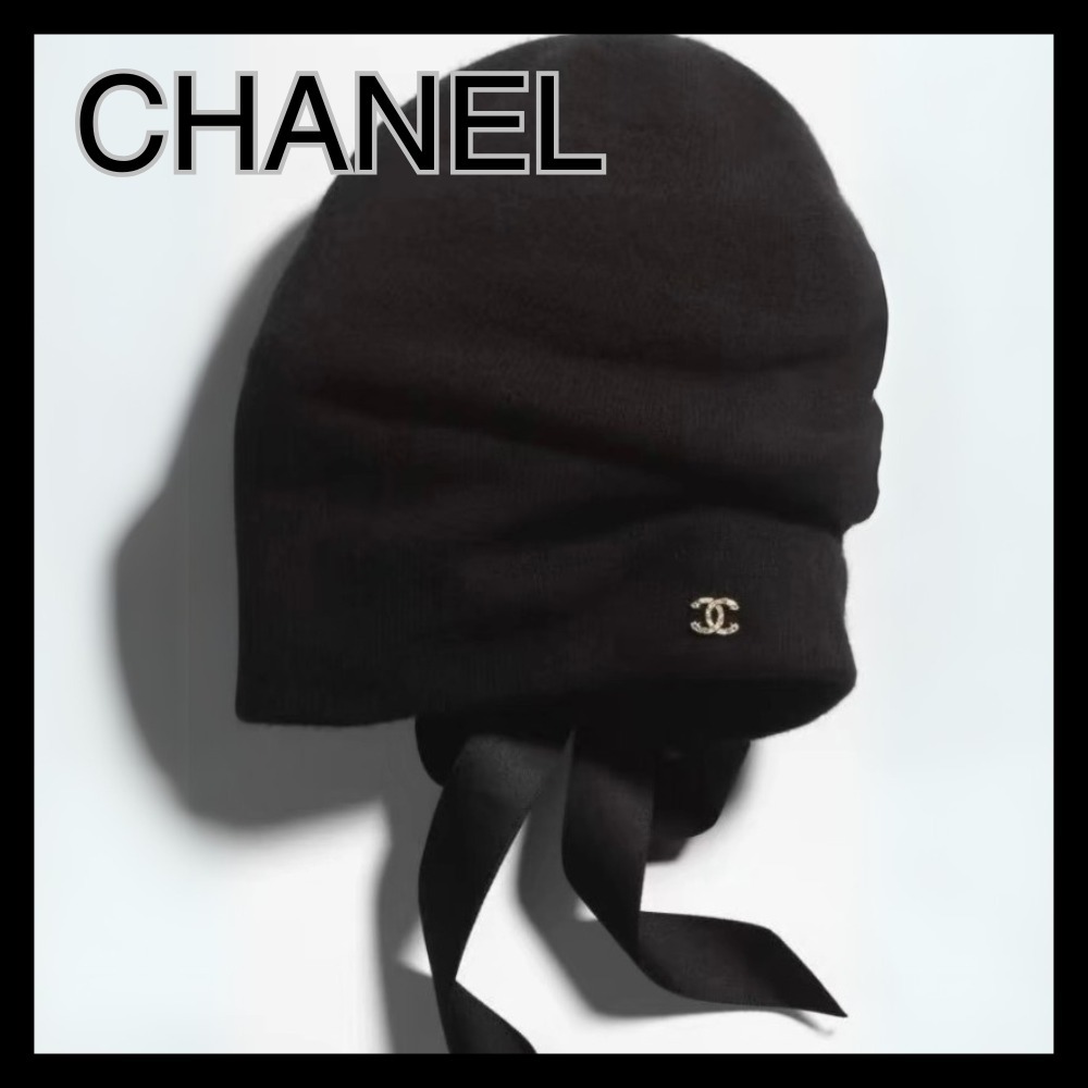 【エレガンス薫る冬帽子】CHANEL シャネル リボンニットキャップ
