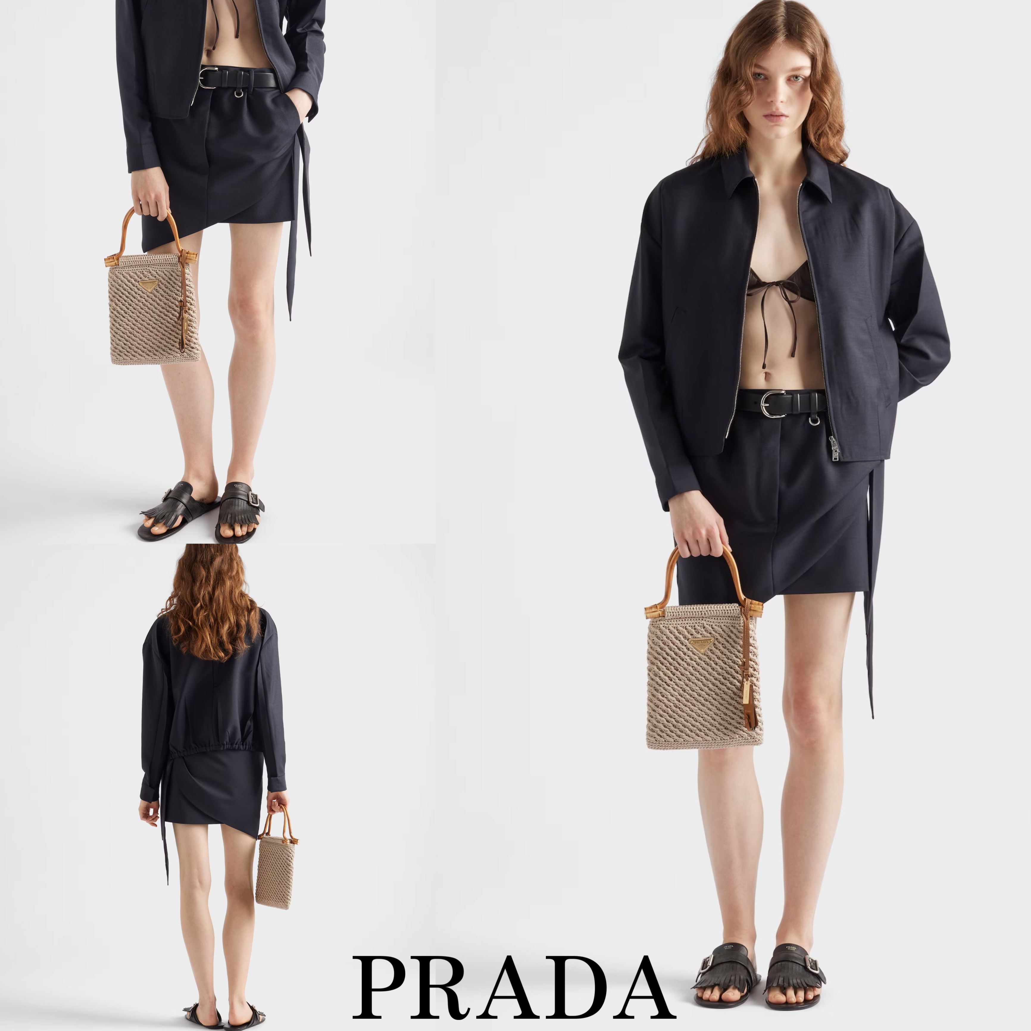 *PRADA*キッドモヘアミニスカート ブラック アシメ