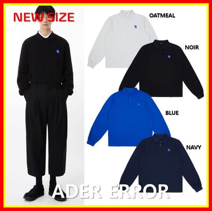 ADERERROR アーダーエラー ロゴ 見回し ネイビー ポロシャツ