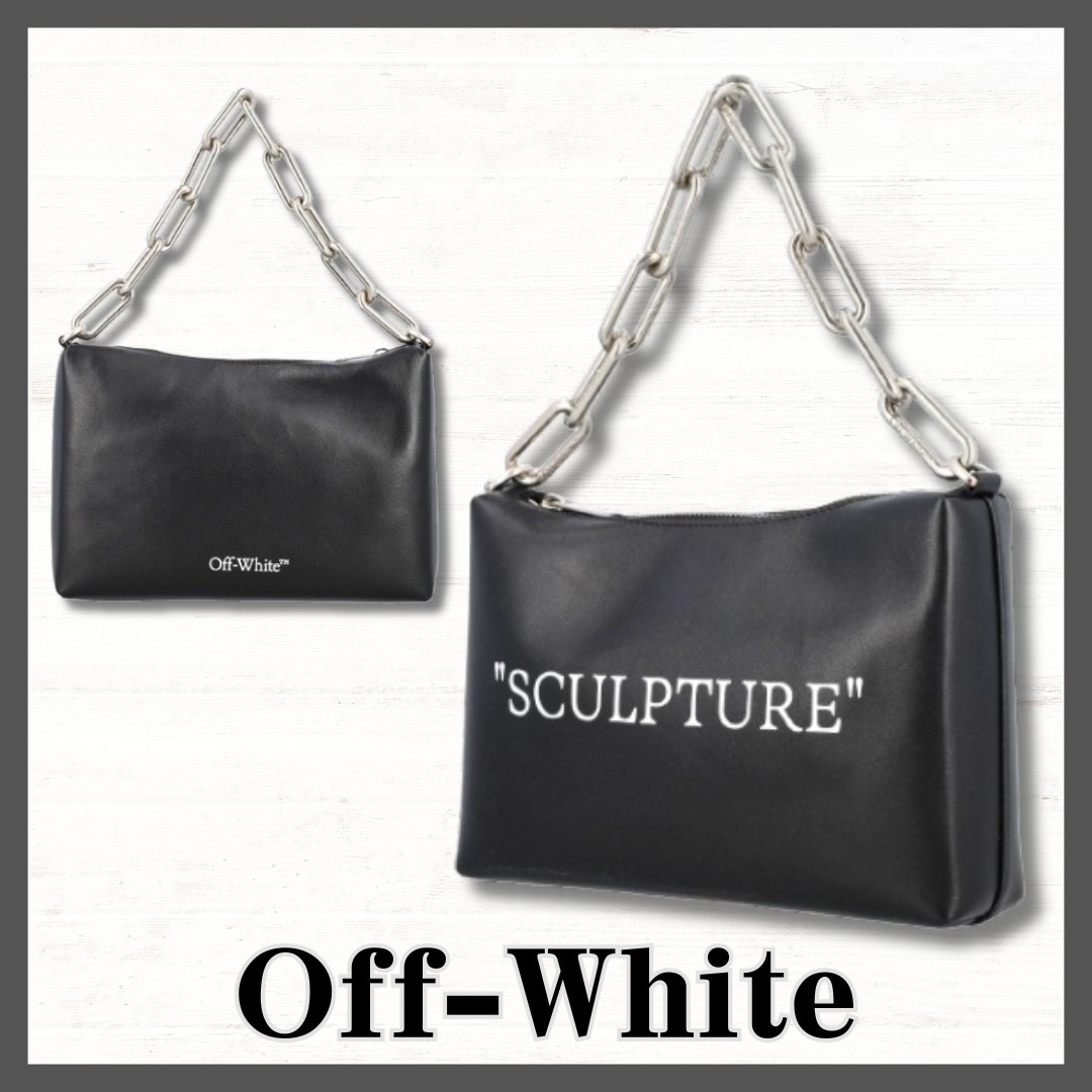 関税送料込【Off-White】Block Pouch Quote クラッチバッグ 黒