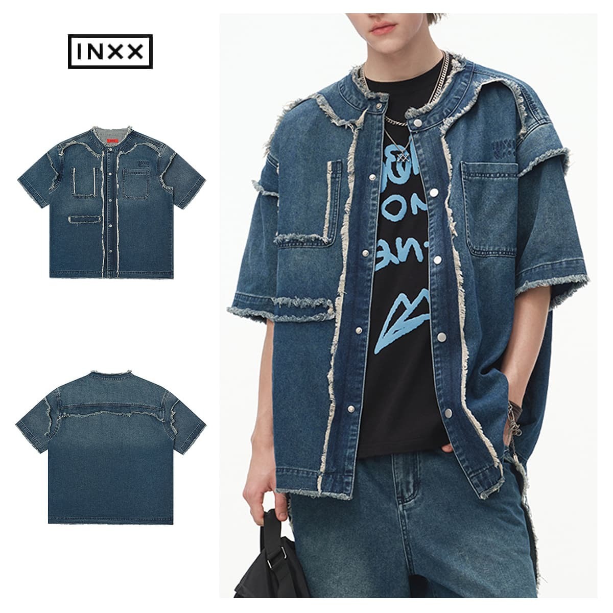 【INXX】【税込】カットオフデニムシャツ Cut-off Denim Shirt