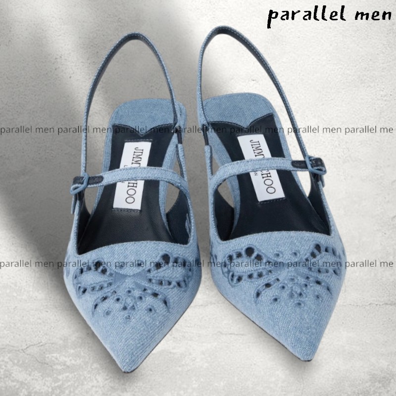 【Jimmy Choo】Didi 45 サンガロ刺繍入りデニム パンプス