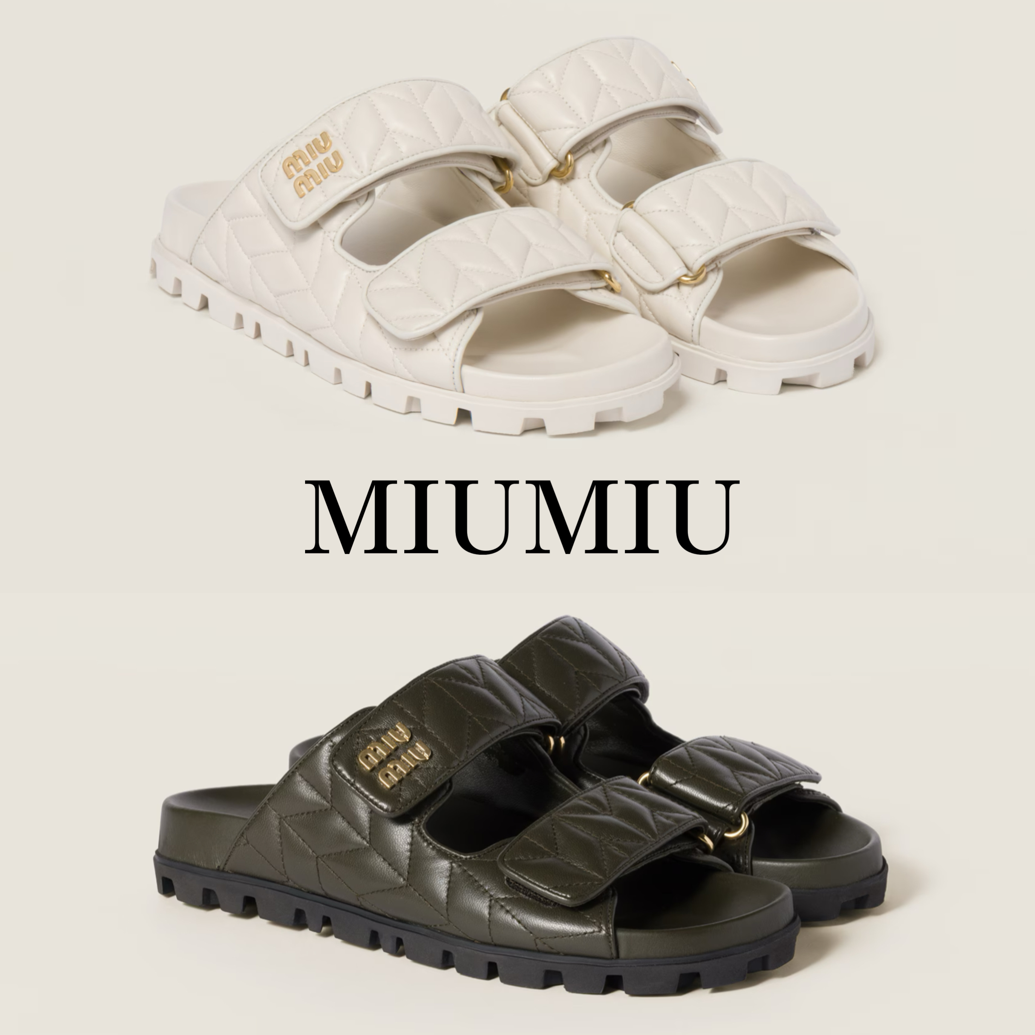 日本未発売*MiuMiu*ナッパレザーミュールサンダル ベルクロ EVA