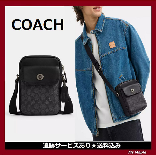 シグネチャー柄☆【COACH Men’s】ターンロッククロスボディ♪