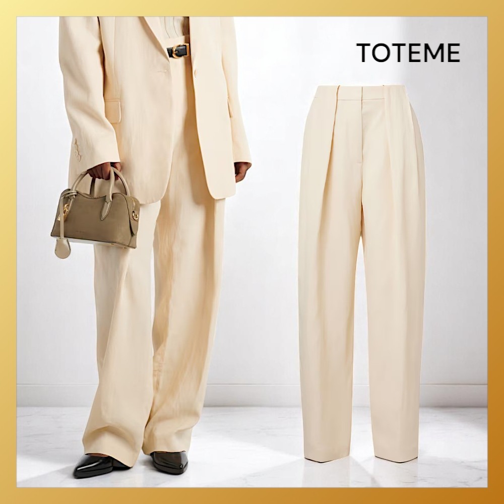 【THE ROW】Lilas コットン＆リネン ワイドレッグパンツ