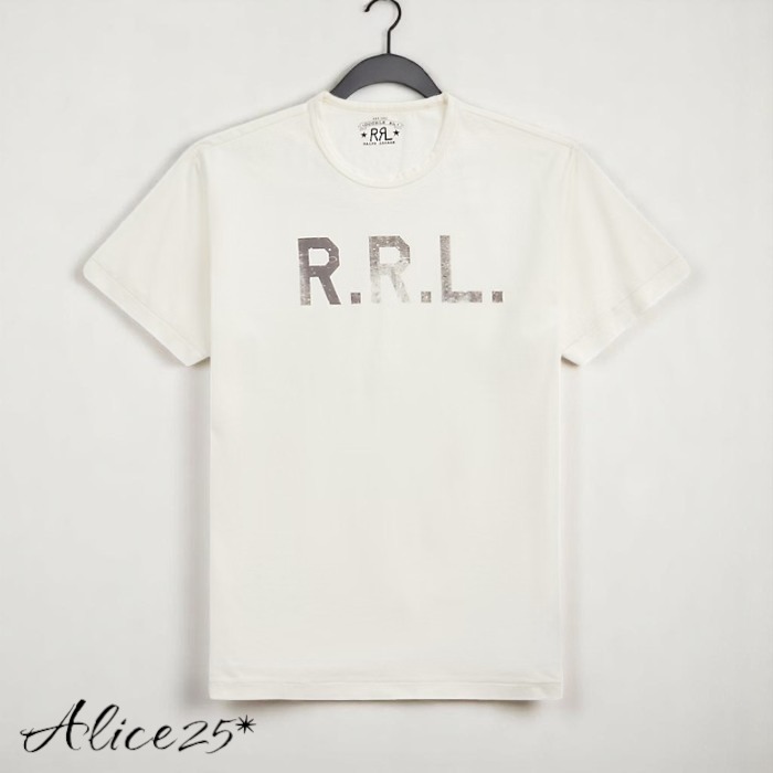 すぐ届く! [RRL]ロゴ ジャージー クルーネック Tシャツホワイト