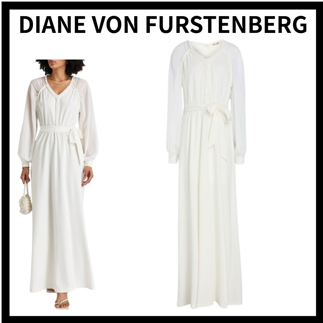 DIANE VON FURSTENBERG ベルト付き ジャージー マキシワンピース