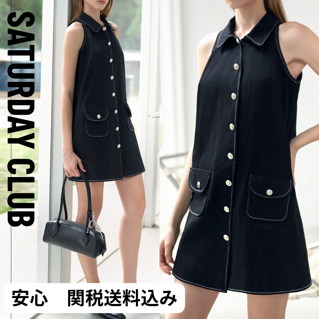 ☆SaturdayClub トップスティッチ デニムワンピース