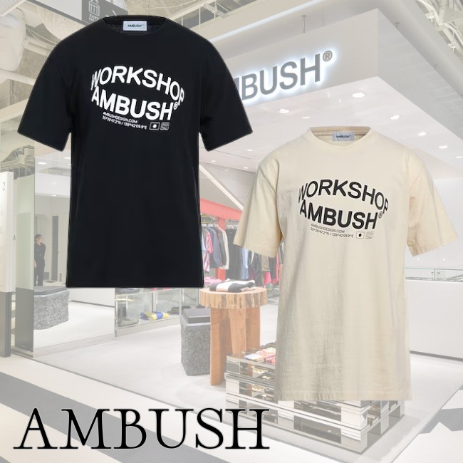 AMBUSH♡ ロゴプリント入り コットン半袖Tシャツ
