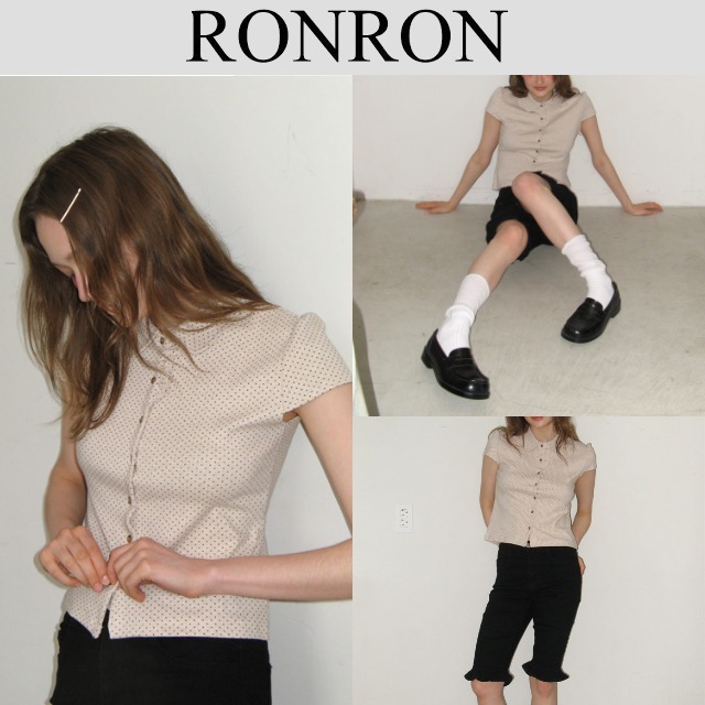 【RonRon】 DOT RUFFLE SHORT SLEEVE SHIRT