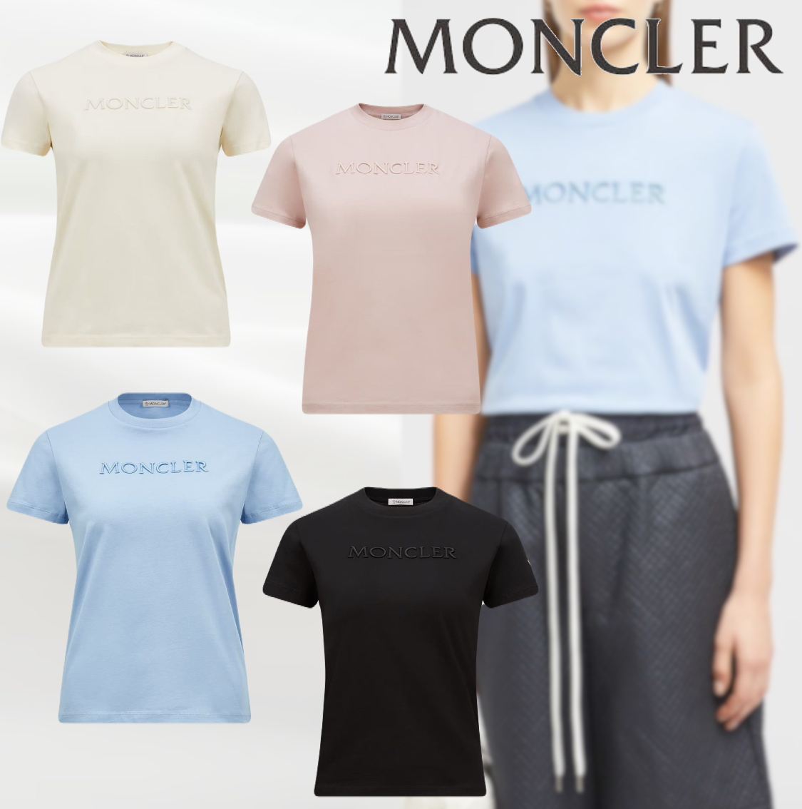 即納【MONCLER】モンクレール トーンオントーン ロゴ Tシャツ