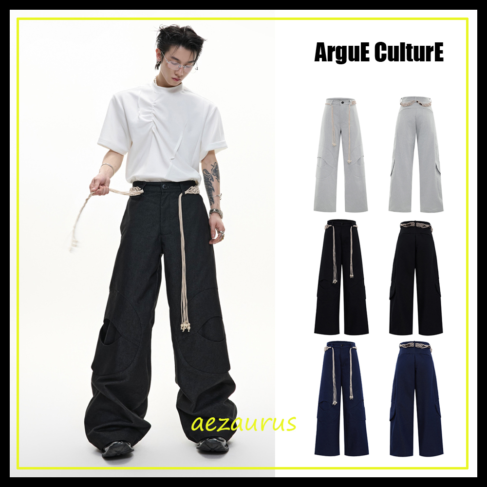 ArguE CulturEデニムパンツ ウォッシュド ジーンズ 紐装飾ベルト