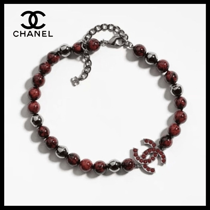 【シックなレッドがポイント☆】CHANEL ブレスレット CCロゴ