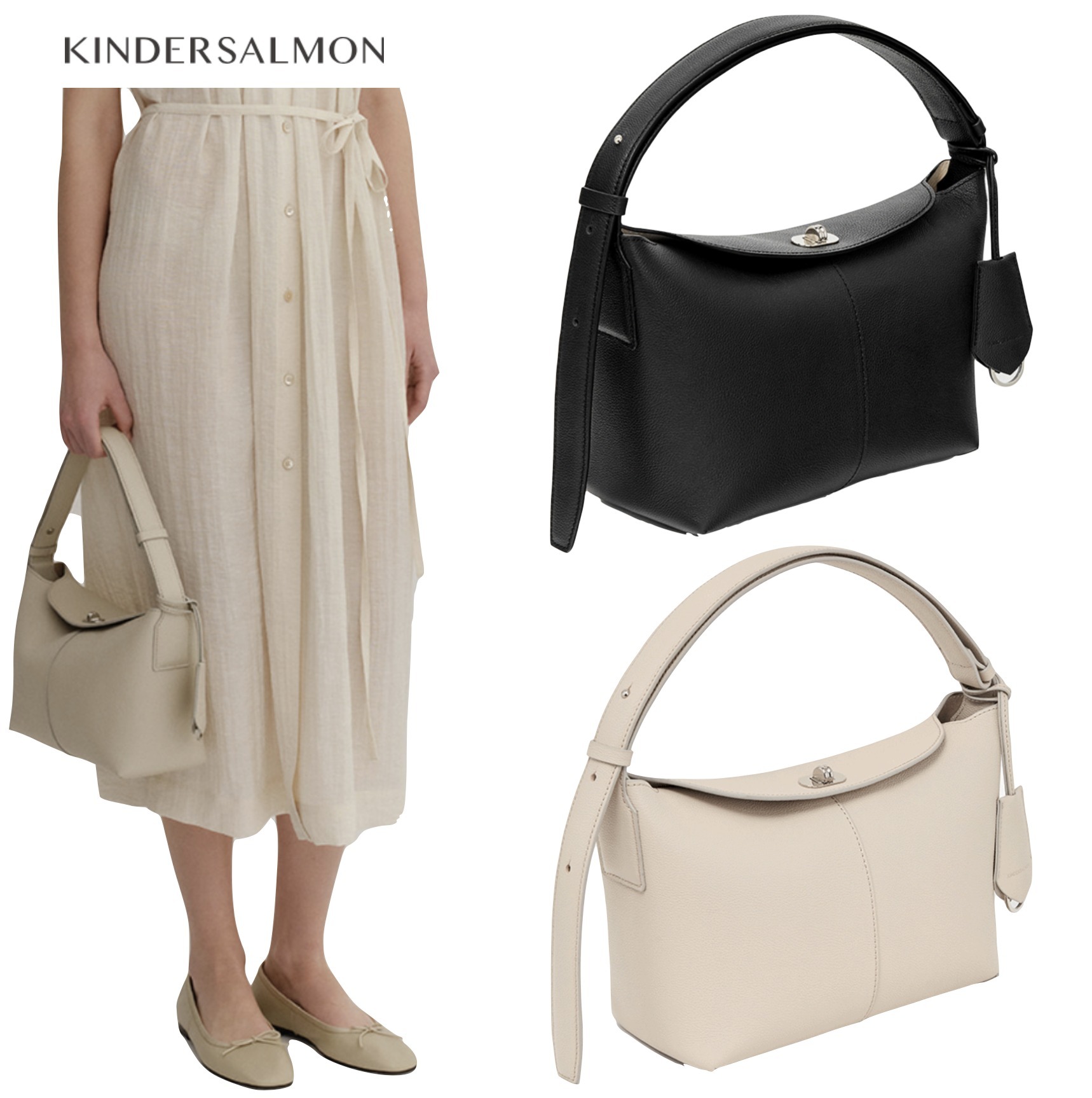 [KINDERSALMON]★韓国人気★Clouet Flap Leather トートバッグ