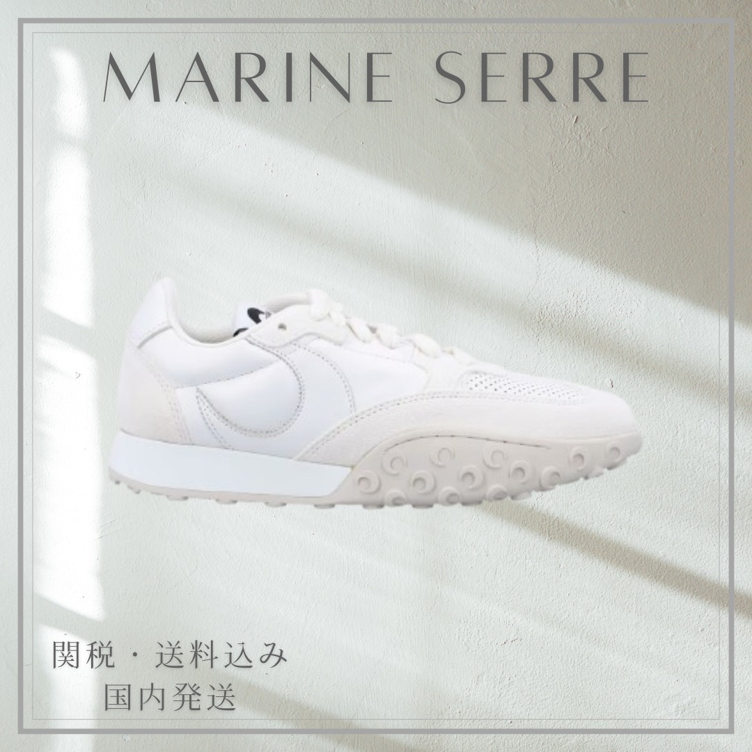 【MARINE SERRE】MS ライズ スニーカー ホワイト
